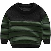 Peecabe Toddler Baby Cable Knit Sweater for Boys Long Sleeve Crewneck Striped Cotton Pullover Sweatshirt Fall Winter 1-5T