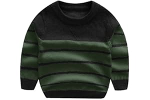 Peecabe Toddler Baby Cable Knit Sweater for Boys Long Sleeve Crewneck Striped Cotton Pullover Sweatshirt Fall Winter 1-5T