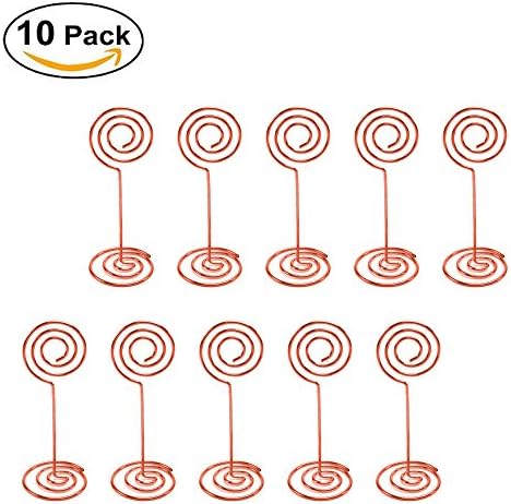 Round Place Card Stand Circle Photo Memo Holder Clip for Wedding Party Favor ,Rose Gold,Set of 10