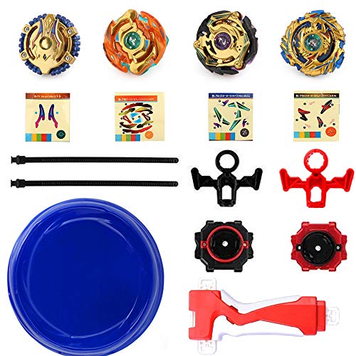 Battling Tops Battle Burst Tops Bey Battling Gyro , x4 High Performance Tops Metal Fusion Attack Set with Launcher and Grip Starter Grip