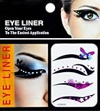 niceeshop(TM) 4 Pairs Fashion Adhesive Butterfly Star Flowers Temporary Tattoos Transferable Eyeshadow Eyeliner/Eyes Stickers-Black & Pink