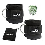 AbraFit Ankle Straps - for Cable Machines, Ab, Leg & Glute Exercises, Improved Wider and Longer, Durable &Lightweight, Free Carry Bag Included, (Black,Pair) (Misc.)