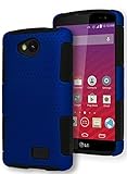 LG Tribute Case, Bastex Heavy Duty Hybrid Protective Case - Soft Black Silicone Cover with Blue Mesh Design Hard Shell Case for LG Tribute LS660
