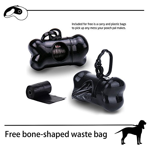 Cadtog Retractable Dog Leash,16 ft Dog Walking Leash for Medium Large Dogs up to 110lbs,One Button Break & Lock, Dog Waste Dispenser and Bags Included (Red)