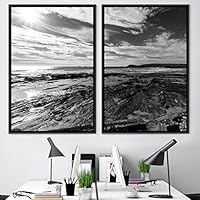 2 Piece Framed Canvas Wall Art Black and White Scenery Canvas Prints Home Artwork Decoration for Living Room,Bedroom - 16