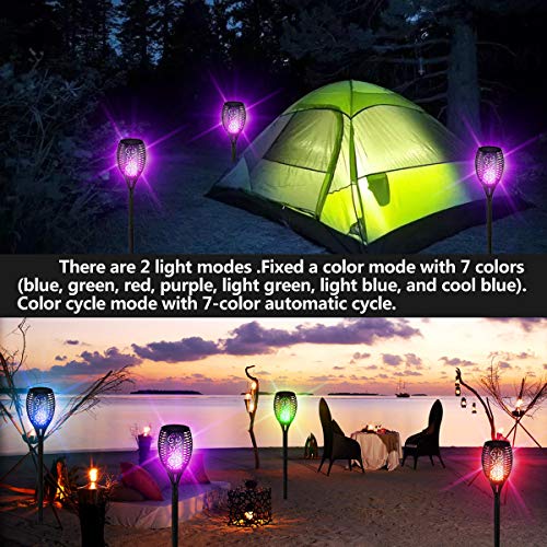 LIOTOIN Solar Torch Light Outdoor, 7 Changing Colors Garden Flickering Flame Lights Landscape Decoration Lighting Dusk to Dawn Lawn Light for Patio Deck Yard Driveway Pathway (2 Pack)