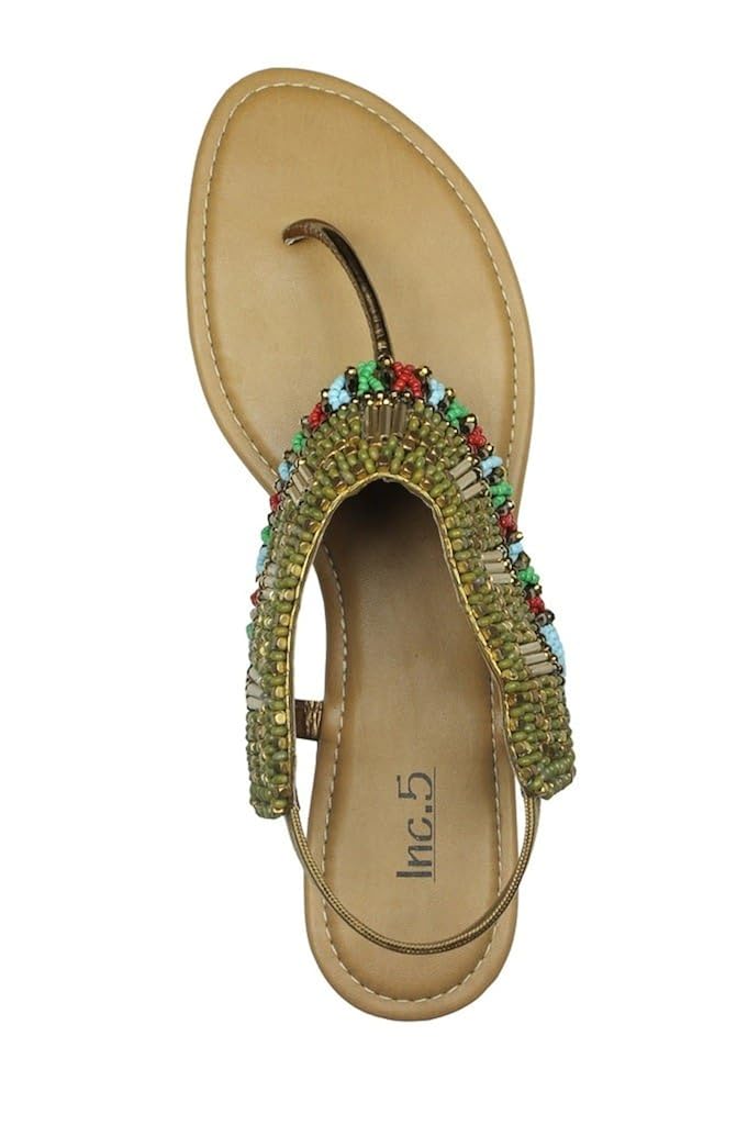 inc.5 women's ant gold beaded osho chappals (30196ant gold36) - 3 uk