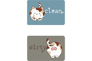 Bicuzat Cute Funny Animal Pattern Clean Dirty Dishwasher Magnet, Double Sided Strong Kitchen Flip Indicator, Reversible Dish Washer Refrigerator Sign, Washing Machine Universal Magnetic Sign-Brown Cat