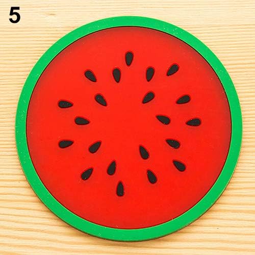 xmke96 Cup Mat Jelly Shape Silicone Non-Slip Insulation Mat Watermelon