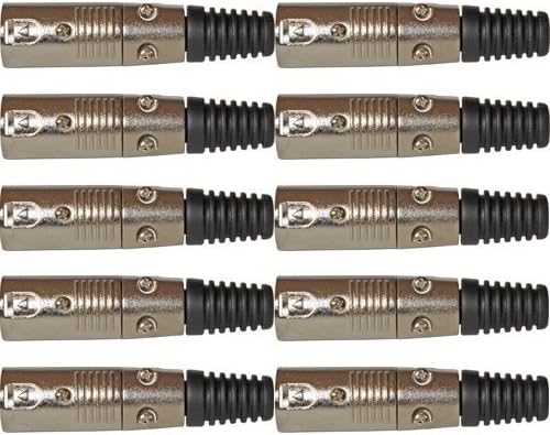 10 Pack: XLR Male Connector Serviceable with Strain Relief