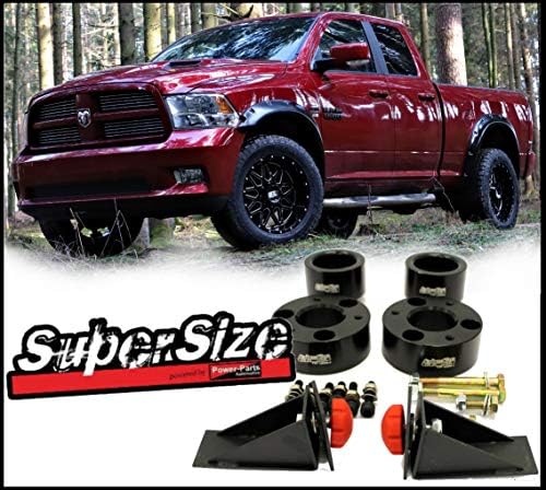 With 2 inch (50 mm) front and rear elevation SuperSize Leveling Kit black Ram 1500 year of manufacture: 09-18 4WD (except Mega Cab)