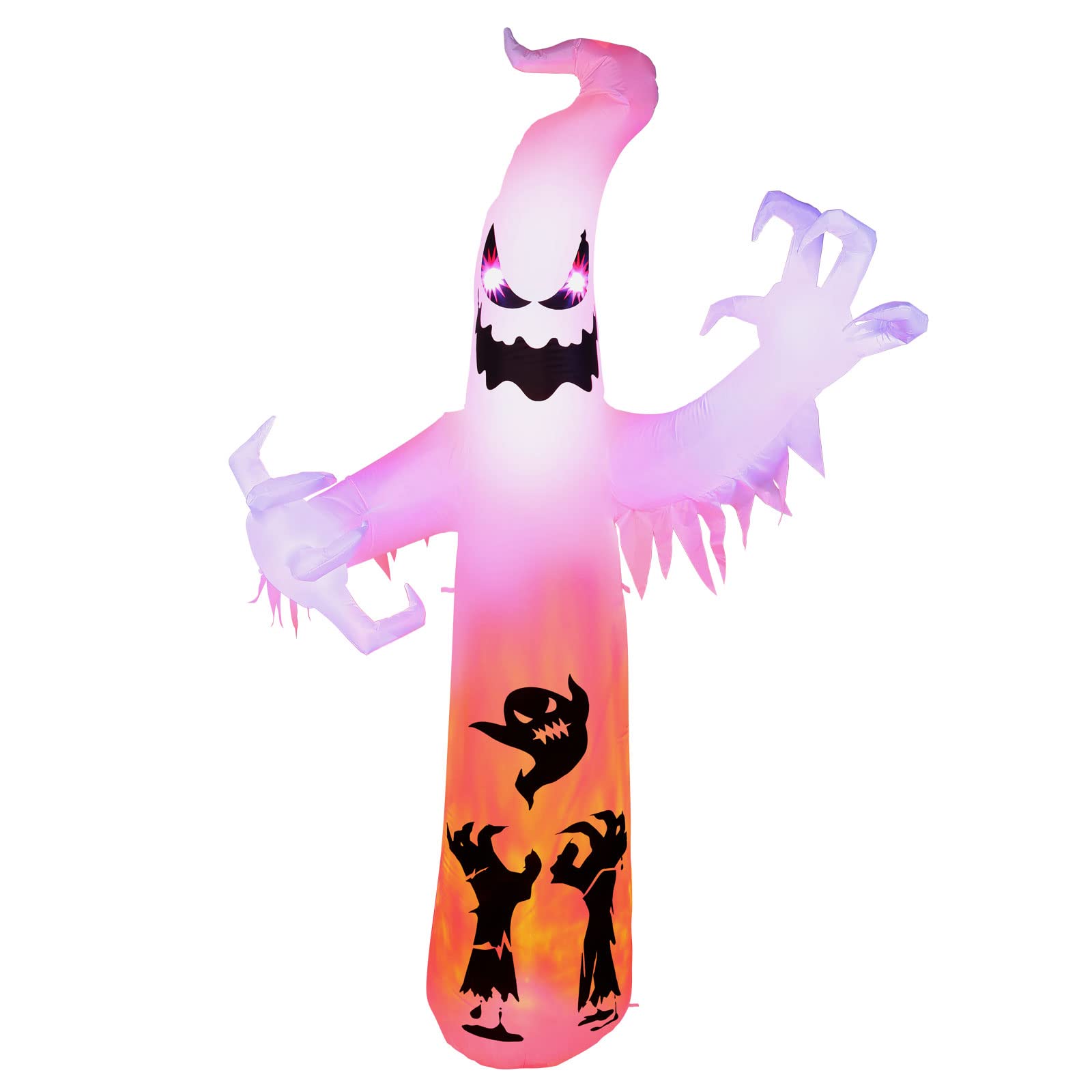 Halloween Ghost, CAMULAND 8FT Halloween White Ghost Inflatable Outdoor Decoration with Built-in Color Changing LED Lights, Great for Backyards, Gardens and Lawns