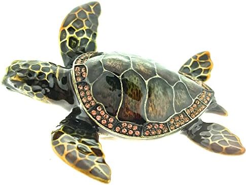 Turtle Jewelry Trinket Box Seaturtle Sea Life Fish Wildlife Nature Ocean Collector's Item Enameled HInged Beautiful…