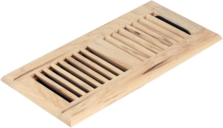 Registers, Grilles & Vents - Homewell Hickory Wood Floor Register, Drop in Vent Cover with Damper, 4x10 Inch, Unfinished