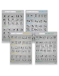 7 ejercicio y Fitness Póster unidades   Gimnasio planificadores laminado para grandes entrenamientos   Guías para construir músculo & fuerza (elástico, peso corporal, bola, mancuernas, pesas, banda, pesa rusa)