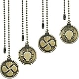 Ceiling Fan Pull Chain Set, 4 Pieces Pull Chain Extension Fan Pull Chain Pendant 12 Inch Ceiling Fan Chain Extender with Ball Fan Chain Connector (Bronze)