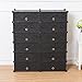UNICOO - Multi Use DIY Plastic 12 Cube Shoe Rack,Organizer, Bookcase, Shoes Cabinet (2×6, Black with Black Doors)