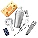 Cocktail Shaker Martini Shaker Set - Bartender Kit : Drink Shaker, Jigger, Drink Mixing Spoon, Strainer, Ice Thong, Bottle Opener, Stylish Wooden Stand, Gift Box and Bounce Cocktail Recipes Book