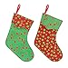 Ivenf Christmas Mini Stockings, 24 Pcs 7 inches Glitter Round Dots Stockings, Gift Card Bags Holders, Bulk Treats for Neighbors Coworkers Kids Cats Dogs, Small Rustic Red Xmas Tree Decorations Set