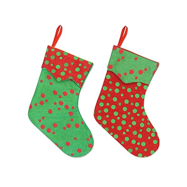 Ivenf Christmas Mini Stockings, 24 Pcs 7 inches Glitter Round Dots Stockings, Gift Card Bags Holders, Bulk Treats for… - Image 3