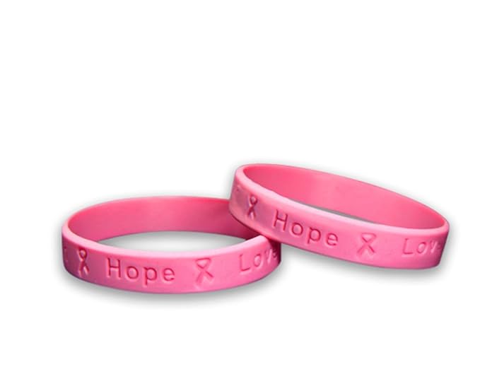 Breast Cancer Pink Silicone Bracelets 2 Adult Bracelets