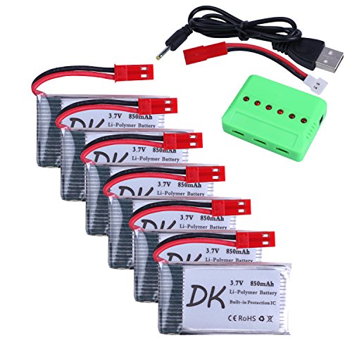 Digital-kingdom 6 pcs 3.7v 850mAh 25c Upgrade Lipo Battery J