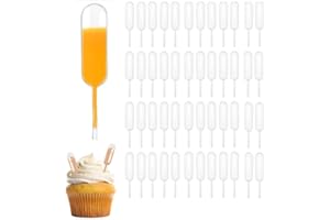 50Pcs Cupcakes Pipettes, Plastic Pipettes Dropper for Cupcakes, Mini Cakes, Clear Plastic Transfer Liquid Dropper Pipettes fo