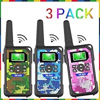 HmiL-U Kids Walkie Talkie,3 KM Long Range with 22 Channels, LED Flashlight, walkie Talkie for Boys & Girls Kids Gift for Age 3-12 Year Outdoor Games( 3pack)