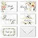 EHME Floral Thank You Cards for Wedding, Bridal Shower, Baby Shower Thank You Notes Card with Envelopes and Stickers, 40 Bulk Pack Greenery Flower Greeting Cards 4 x 6