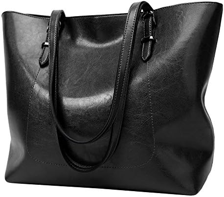 Caistore Women PU Leather Purse Hobo Satchel Stylish Handbag Top Handle Tote Bag Shoulder Black
