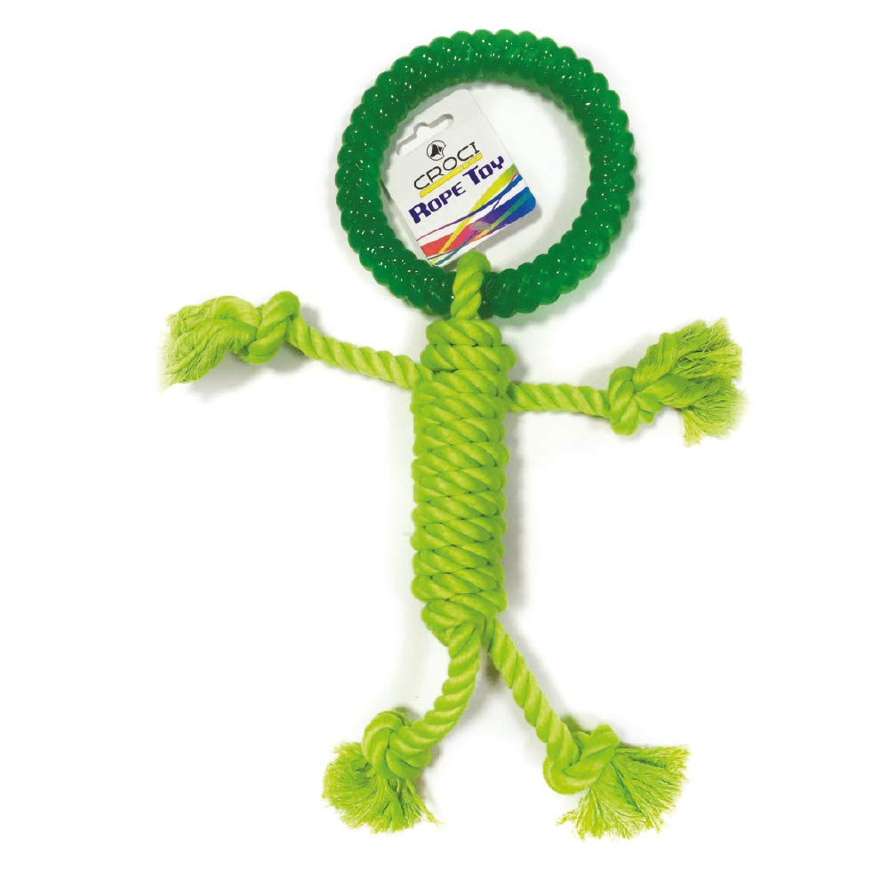 CROCI Cotton Bone Rope with TPR Ring, 15 cm