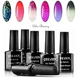Gellen Temperature Color Changing Gel Nail Polish Shiny 6 Colors Set, Chameleon Gel Polish Nail Art