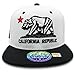 Embroidered California Republic with Bear Claw Scratch Snapback Cap (White/Black)