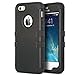 ULAK iPhone 5S Case,Black iPhone 5 SE Case, Anti Slip Shock Resistance Protective Cover with Hybrid High Soft Silicone + Hard PC Case for Apple iPhone 5/5S/SE (Black+Black)