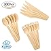 Wooden Disposable Cutlery Combo Set – 300 pc - 100 Forks, 100 Spoons, 100 Knives, 6” Utensils - Eco Friendly, Biodegradable, Compostable – Parties, Weddings, Gatherings – Forget Plastic, GO Green!