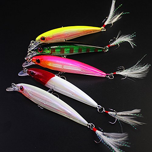 image for Pyramids 10Pcs Hard Plastic 3D Eyes Minnow Fishing Lures Bass CrankBai