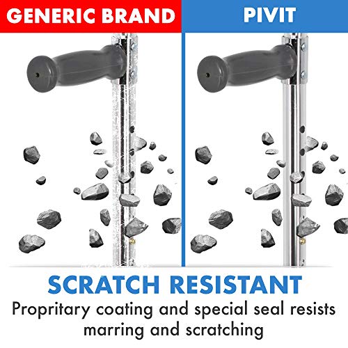 Pivit Deluxe Aluminum Forearm Crutches, 5'5"-6'4" (Pack of 2) | Lightweight High Strength Aluminum Tubing | Design Reduces Stress Fatigue Soreness & Carpal Tunnel | Easy Push-Button Height Adjustment