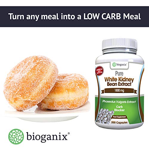 Pure White Kidney Bean Extract 1800mg Serving (200 Capsules) Best Carb and Fat Blocker & Starch Intercept Supplement for Weight Loss