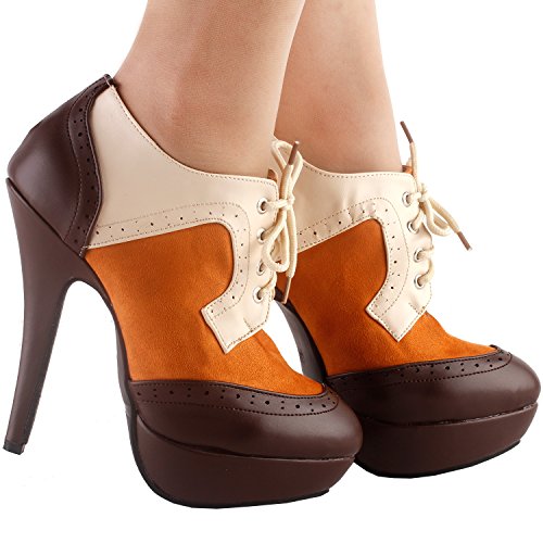 SHOW-STORY-Retro-Brown-Beige-Lace-Up-Platform-Stiletto-Ankle-Boot-BootieLF30312
