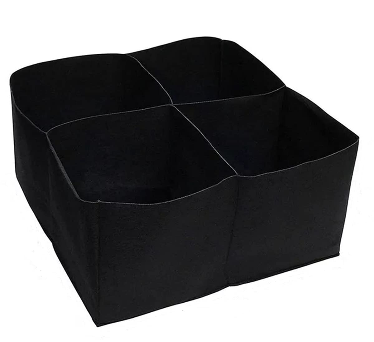 JIUJ Rectangular Raised Beds for Garden Grow Bed Large Planting Bag Raised Planter Container Square Divided Garden Bed 4 Grids Fabric Grow Bags for Multi Vegetables Flowers Garden Black 2mm thick