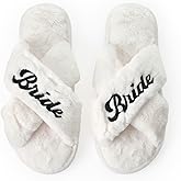 xo, Fetti Bride Slippers, White Fur | Bachelorette Party Decorations, Wedding Day Sandals, Bridesmaid Gift, Bridal Shower Party Favor…