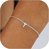 ChicSilver Initial Bracelet for Women 925 Sterling Silver Letter Initial Bracelet Dainty Personalized 26 Alphabet Jewelry Gifts for Birthday Anniversary Wedding