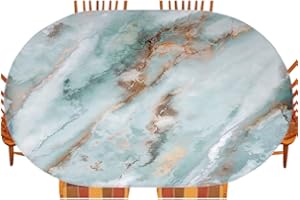 ESFVRG Marble Oval Table Cloth, Indoor Dining and Outdoor Patio Festival Use, Fits 42" x 60" Table