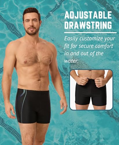 WHCREAT Men's Swim Trunks Quick Dry Boxer Shorts with Drawstring