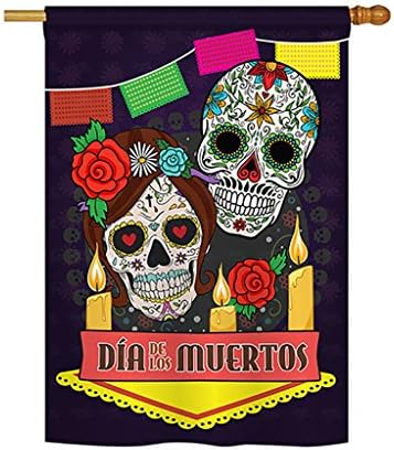 Dia de los Muertos - Fall Halloween Decoration - 28" x 40" Double-Sided Impressions House Flag by Ornament Collection - US made