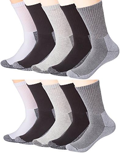 Cotton Cushion Athletic Socks Heavy Duty Reinforced Quarter Crew Soxs Black Grey White