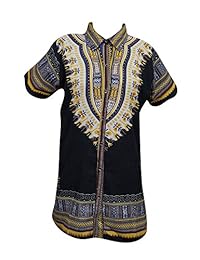 Traditional Unisex Shirt Blouse African Dashiki Button Down Caftan Top Dress