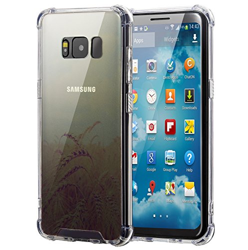 Samsung Galaxy S8 Case, Elzo [Wheat] Clear Shock Absorption Bumper Cover/Sleeve/Shell - Transparent Protective Hard Plastic Back Plate with Soft TPU (Ultra Hybrid/Scratch Resistant/Air Cushion)