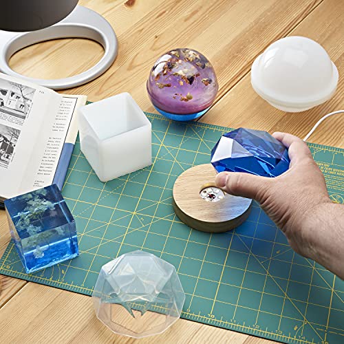 Large Silicone Molds for Resin with Round LED Wooden Base Set of 3