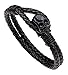 Kamellusone Mens Hip Hop Alloy Skull Buckle Leather Bracelet Bangle